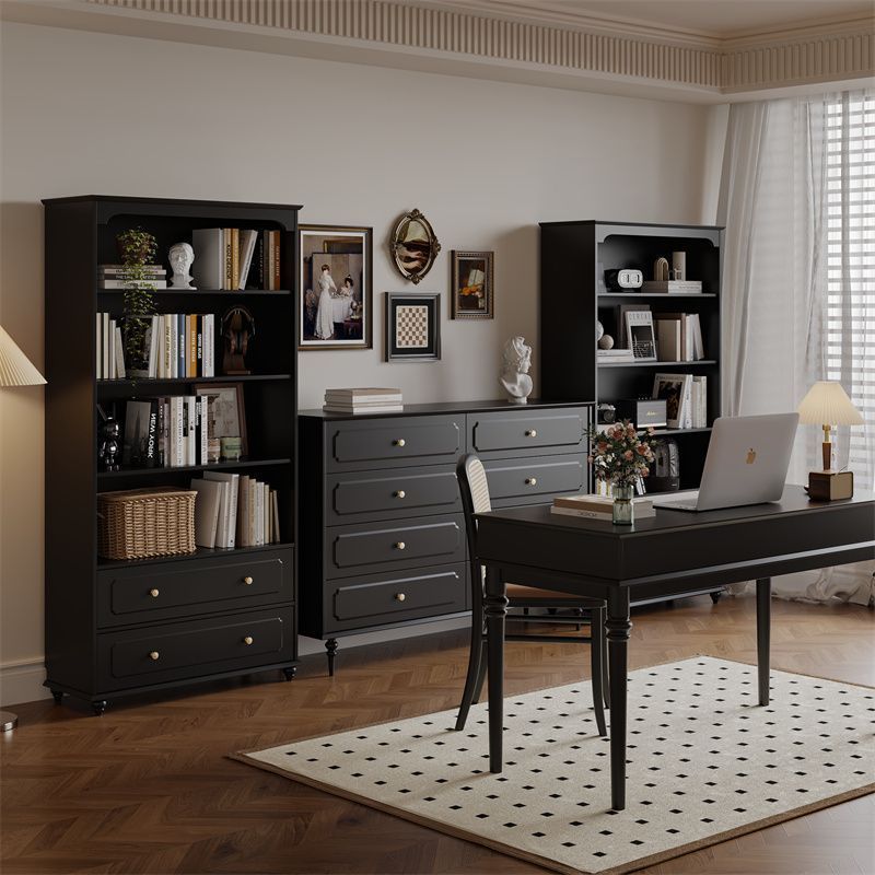 Black Solid Wood Bookcase