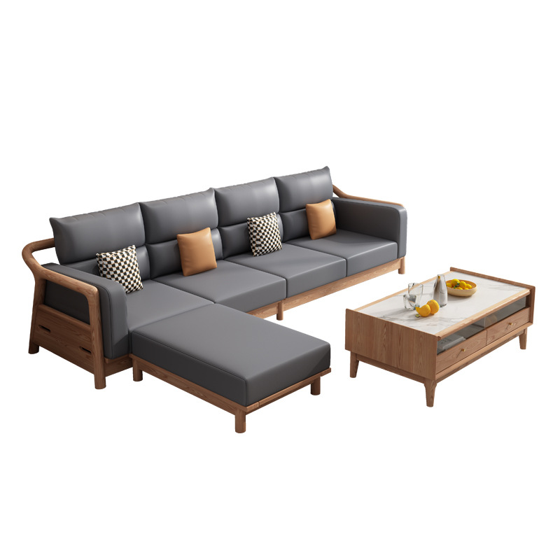 Solid Wood Leather Sofas