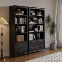Black Solid Wood Bookcase