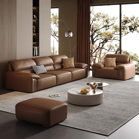 Modern Camel Leather Sofa