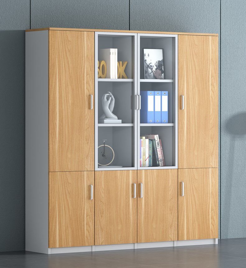 Solid Wood Bookcase with Doors