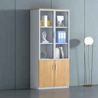 Solid Wood Bookcase with Doors