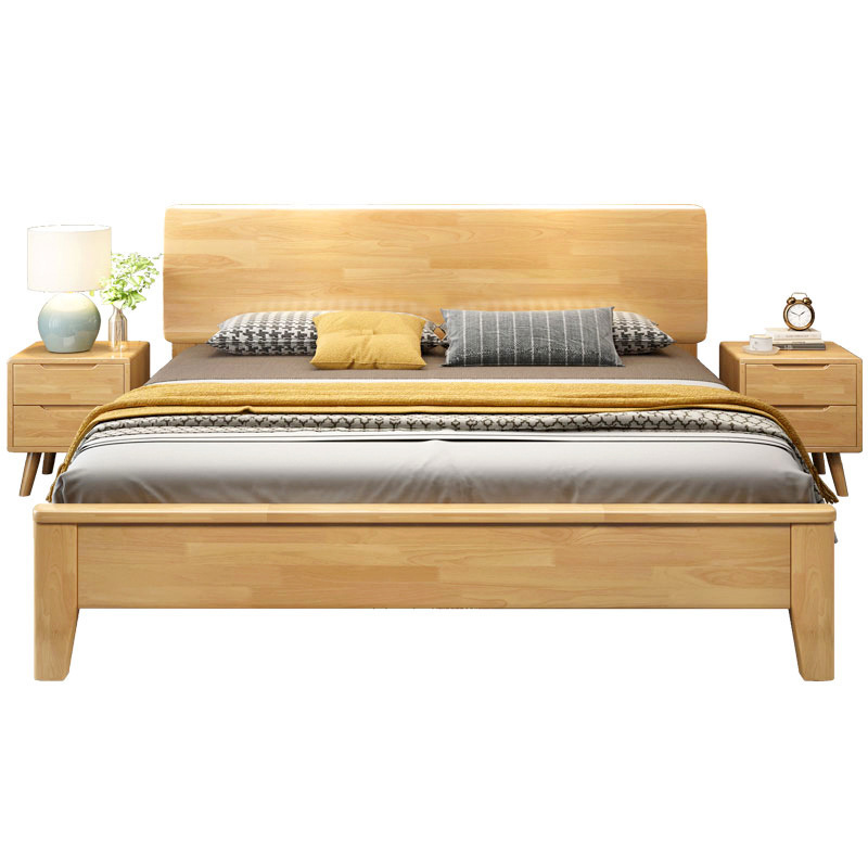 White Wax Wood Solid Wood Bed