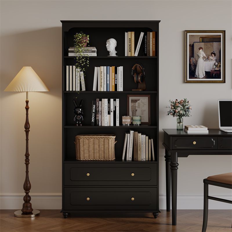 Black Solid Wood Bookcase
