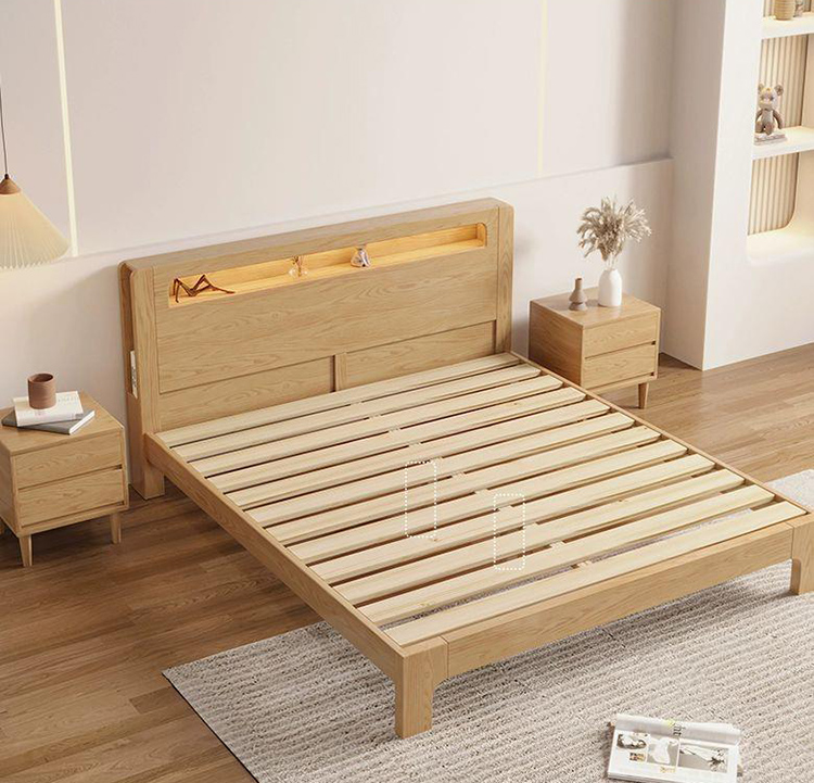 wood bed frame with drawers