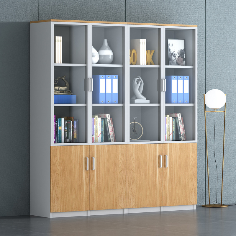 Solid Wood Bookcase with Doors