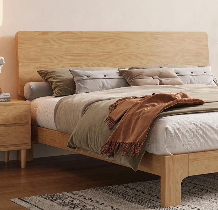 white wooden double bed