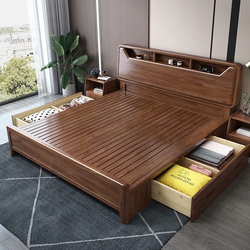 Solid Wood Bed Set