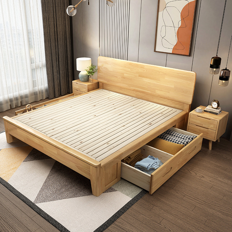 White Wax Wood Solid Wood Bed