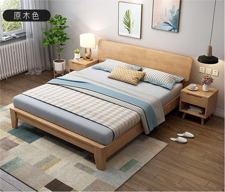 wooden double bed