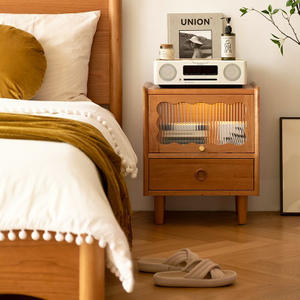 Natural Wood Bedside Table
