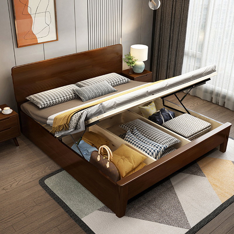 White Wax Wood Solid Wood Bed
