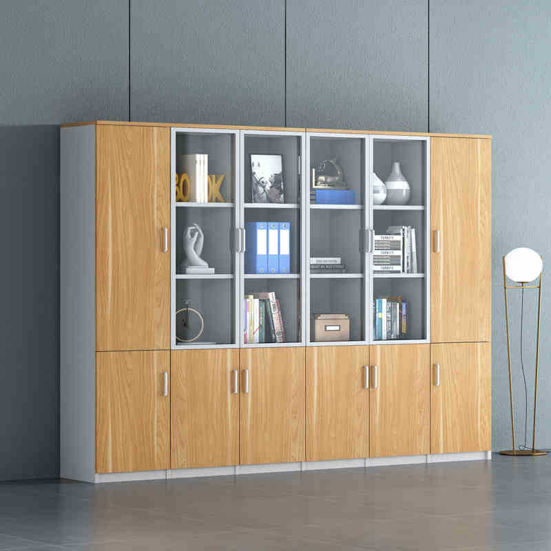 Solid Wood Bookcase with Doors