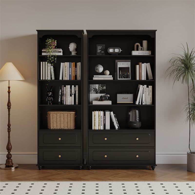Black Solid Wood Bookcase